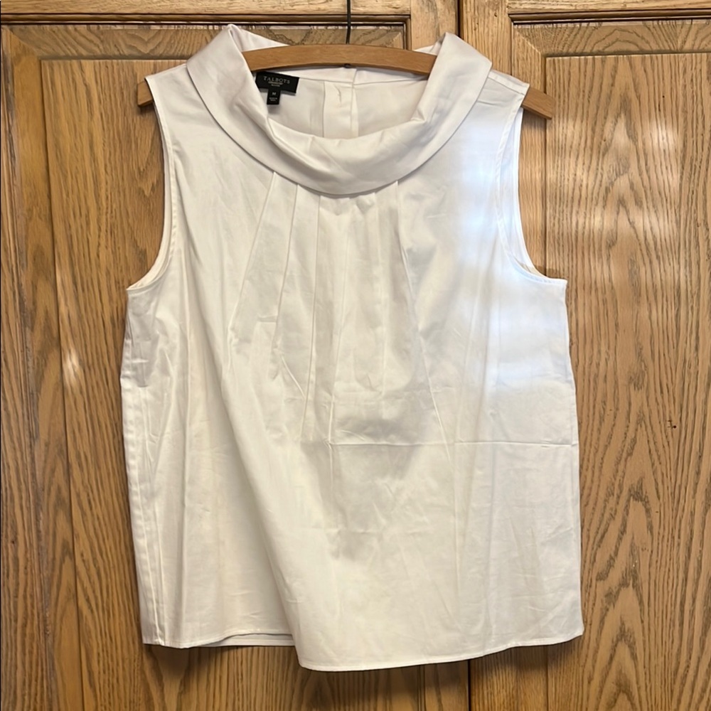 Talbots Cowl Neck Sleeveless White Tank Blouse